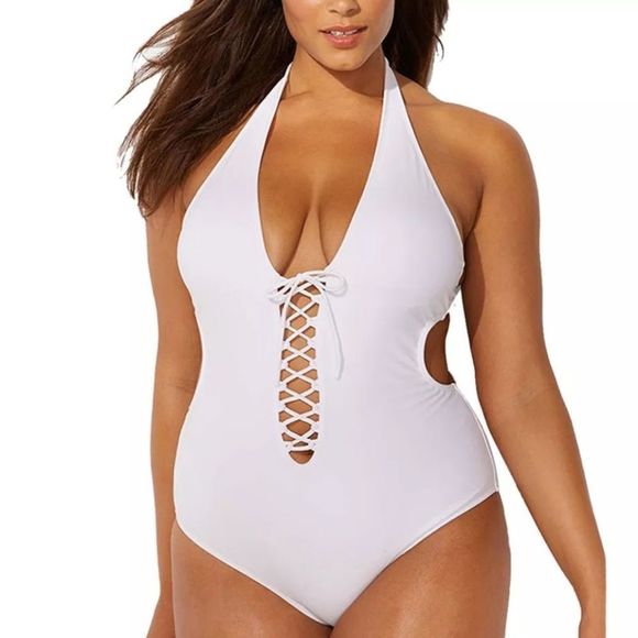 Summer Women Plus Size Deep V Straps One-piec - Picture 3 of 9